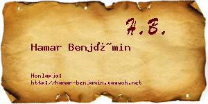 Hamar Benjámin névjegykártya