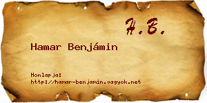 Hamar Benjámin névjegykártya
